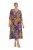 Ulla Popken 841034 Bedrukte jurk met driekwartmouwen Donkerblauw - Maxi jurken - Grote maten maxi jurken