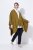 Ulla Popken 841117 Oversized gebreide poncho met strass Olijfgroen - Poncho's & capes - 