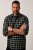JP1880 Checked Flannel Shirt Long Sleeve Eucalyptus Green - Hemden - Overhemden Grote Maten Heren