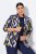 Ulla Popken 842680 Bedrukte jersey blazer van punto di roma Donkerblauw - Blazers - Damesblazers in grote maten