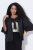 Ulla Popken 842712 Korte blazer met strik en ruchemouwen Zwart - Blazers - Damesblazers in grote maten