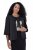 Ulla Popken 842712 Korte blazer met strik en ruchemouwen Zwart - Blazers - Damesblazers in grote maten