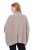 Ulla Popken 844996 Geribde merinoponcho met col Lichtbruin - Poncho's & capes - 