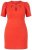 Ulla Popken 845150 Bodycon jurk met korte mouwen Rood - Kleedjes - Jurken in elke maat