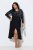 Ulla Popken 845151 Gestreepte jurk met V-hals Zwart - Avondjurken - Grote maten avondkleding