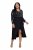 Ulla Popken 845151 Gestreepte jurk met V-hals Zwart - Avondjurken - Grote maten avondkleding
