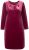 Ulla Popken 845573 Fluwelen jurk met lange mouwen Wijnrood - Avondjurken - Grote maten avondkleding