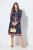 Ulla Popken 845649 Gebloemde chiffon jurk Donkerblauw - Midi jurken - Midi-jurken in grote maten