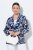 Ulla Popken 847586 Blazer van bloemenjacquard Donkerblauw - Blazers - Damesblazers in grote maten