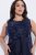Ulla Popken 847918 Gebloemde chiffon jurk Donkerblauw - Midi jurken - Midi-jurken in grote maten
