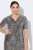 Ulla Popken 848137 Paillettenjurk met dierenprint Beige - Avondjurken - Grote maten avondkleding