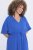 Ulla Popken 848224 Maxi-jurk met korte mouwen en V-hals Blauw - Maxi jurken - Grote maten maxi jurken
