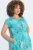 Ulla Popken 848696 Bedrukte midi-jurk met V-hals Turquoise - Midi jurken - Midi-jurken in grote maten