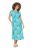 Ulla Popken 848696 Bedrukte midi-jurk met V-hals Turquoise - Midi jurken - Midi-jurken in grote maten