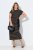 Ulla Popken 848921 Gestreepte jersey jurk met strikceintuur Zwart - Maxi jurken - Grote maten maxi jurken