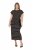 Ulla Popken 848921 Gestreepte jersey jurk met strikceintuur Zwart - Maxi jurken - Grote maten maxi jurken