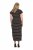 Ulla Popken 848921 Gestreepte jersey jurk met strikceintuur Zwart - Maxi jurken - Grote maten maxi jurken
