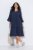 Ulla Popken 849856 Jurk met ruches Donkerblauw - Midi jurken - Midi-jurken in grote maten
