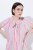 Ulla Popken 849969 Gestreepte midi-jurk met ruches Roze - Midi jurken - Midi-jurken in grote maten