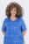 Ulla Popken 850204 Bedrukte T-shirtjurk met ruches Blauw - Jersey jurken - 