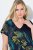 Ulla Popken 850393 Bedrukte chiffon jurk Donkerblauw - Zomerjurken - Grote maten zomerjurken voor dames