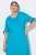Ulla Popken 850724 Midi-jurk met korte mouwen en strikceintuur Turquoise - Midi jurken - Midi-jurken in grote maten