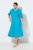 Ulla Popken 850724 Midi-jurk met korte mouwen en strikceintuur Turquoise - Midi jurken - Midi-jurken in grote maten
