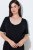 Ulla Popken 851237 Gestreept nachthemd Zwart - Nachthemden - 