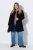 Ulla Popken 851827 Uitlopende jas met wollook Zwart - Jassen - Grote maten dames jassen