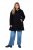 Ulla Popken 851827 Uitlopende jas met wollook Zwart - Jassen - Grote maten dames jassen