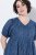 Ulla Popken 852214 Gestreepte midi-jurk Donkerblauw - Midi jurken - Midi-jurken in grote maten