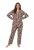 Ulla Popken 852649 Pyjama met print en overhemdkraag Bruin - Pyjama's en Loungewear - 