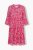 Ulla Popken 852841 Gebloemde jurk met ruches Magenta - Midi jurken - Midi-jurken in grote maten
