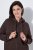 Ulla Popken 853577 Gebreide fleecejas met capuchon en print Mahoniebruin - Fleecekleding - 