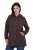 Ulla Popken 853577 Gebreide fleecejas met capuchon en print Mahoniebruin - Fleecekleding - 