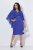 Ulla Popken 853675 Chiffon jurk met driekwartmouwen Blauw - Avondjurken - Grote maten avondkleding