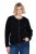 Ulla Popken 853685 Korte teddyjas met leerlook-bies Zwart - Jassen - Grote maten jassen voor dames