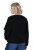 Ulla Popken 853685 Korte teddyjas met leerlook-bies Zwart - Jassen - Grote maten jassen voor dames