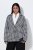 Ulla Popken 855173 Geruite gebreide blazer Gebroken wit - Blazers - Damesblazers in grote maten
