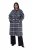 Ulla Popken 855250 Asymmetrische wollen jas met brede kraag Grijs gemêleerd - Jassen - Grote maten dames jassen