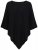 Ulla Popken 855277 Gebreide poncho met puntzoom en boothals Zwart - Poncho's & capes - 