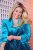 Ulla Popken 855499 Fluwelen blazer met strass Turquoise - Blazers - Damesblazers in grote maten