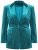 Ulla Popken 855499 Fluwelen blazer met strass Turquoise - Blazers - Damesblazers in grote maten
