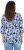 Ulla Popken Floral Print 3/4 Sleeve V-Neck Tee Navy Blue - Bedrukte T-shirts voor dames - 