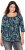 Ulla Popken Graphic Print Square Neck Tee Black - Bedrukte T-shirts voor dames - 