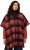 Ulla Popken Oversized Plaid Wing Collar Poncho Red Orange - Jassen - 