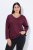 Ulla Popken Back To Basics V-Neck Relaxed Fit Cotton Tee Dark Berry - T-shirts - Dames-T-shirts in grote maten