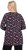 Ulla Popken Peppermint Tree V-Neck Holiday Cotton Long Sleeve Knit Tunic Black - Bedrukte T-shirts voor dames - 