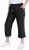 Ulla Popken Cool Linen Elastic Waist Capri Pants Black - Jeans & Broeken in Grote Maten – Plus Size - 