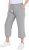 Ulla Popken Cool Linen Elastic Waist Capri Pants Light Grey Melange - Jeans & Broeken in Grote Maten – Plus Size - 